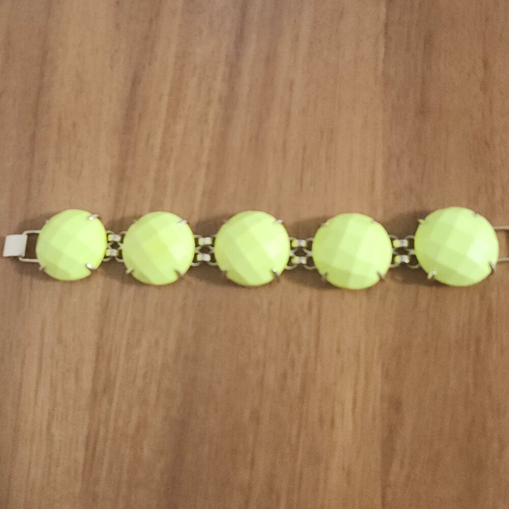 Kendra Scott Neon Yellow Cassie Gold Statement Bracelet